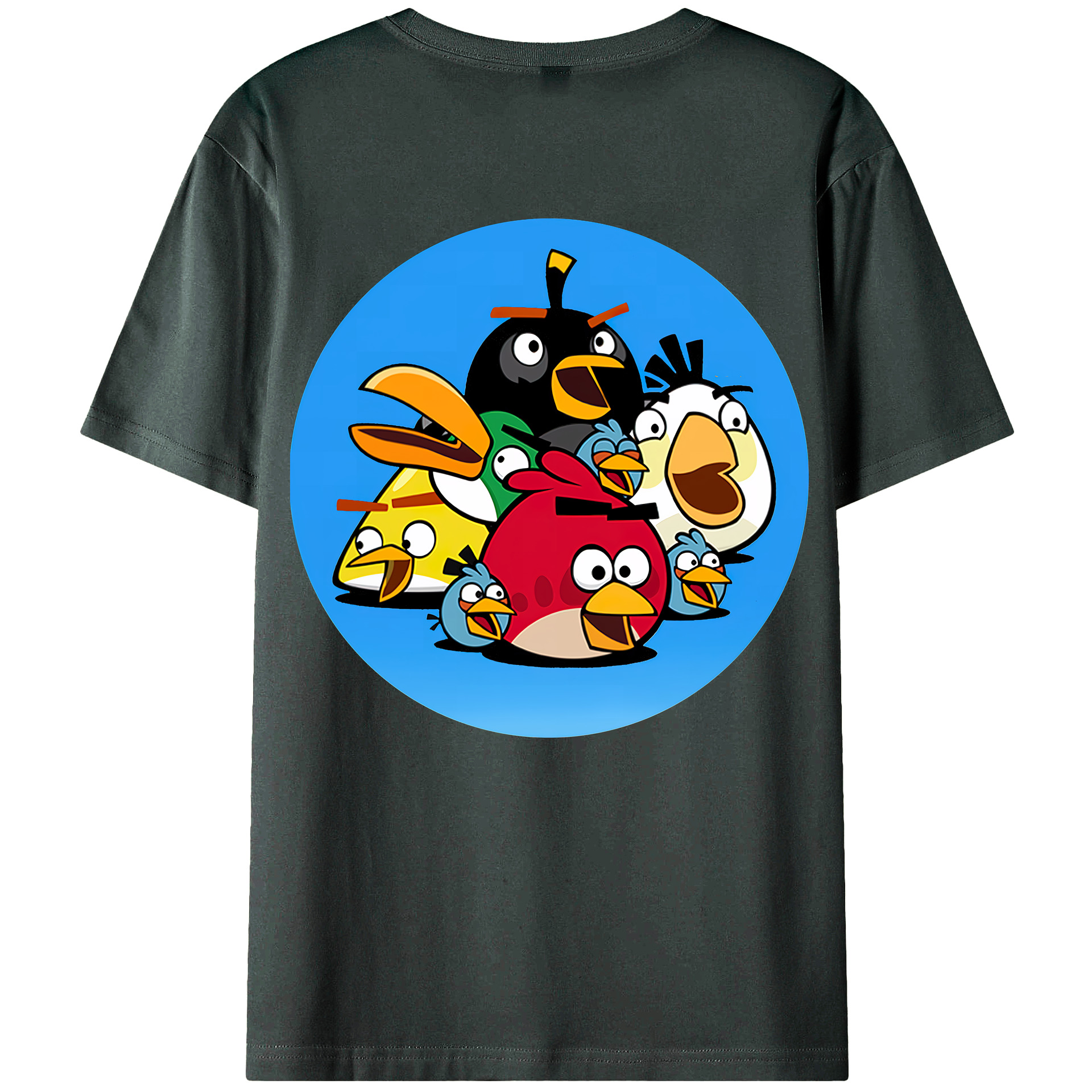 （画像用） Angry Birds アングリーバード 綿100％ メンズ半袖Tシャツ（バックプリント） 通気性